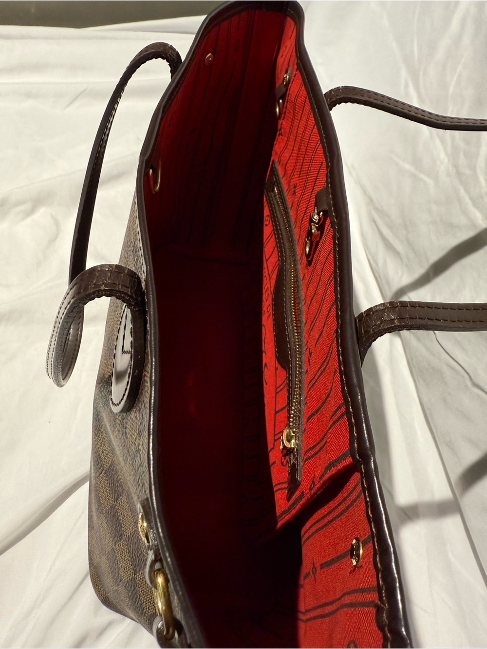 Louis Vuitton Brown Damier Ebene Canvas Tote with Dark Brown Trim - Picture 2 of 10